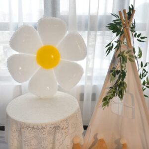 HORUIUS Daisy Balloons White Daisy Flower Balloon Daisy Themed Party Birthday Wedding Decoration Supplies 30inch 5PCS