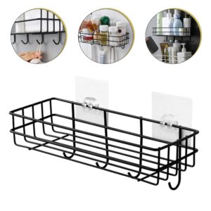 DOITOOL Self Adhesive Bathroom Shelf with Hooks, Shower Organizer Metal Shower Rack Bathroom Storage Basket, Kitchen Organization and Bathroom Storage