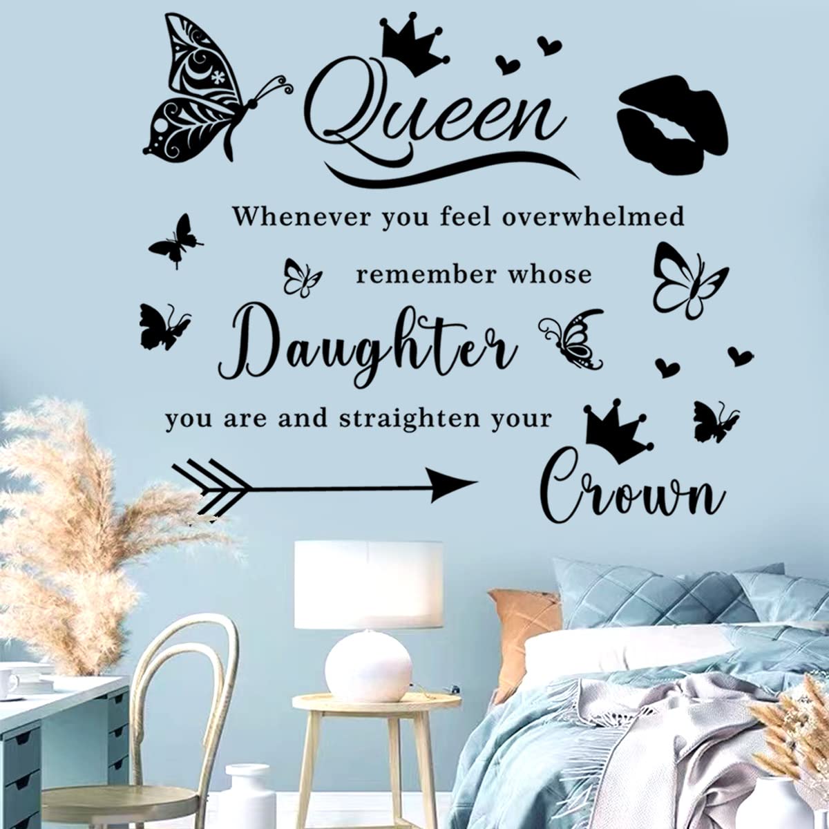 Wall Sticker Room Decor Vinyl Wall Decals Sayings Art Lettering Wall Stickers & Murals Queen Inspirational Wall Decor Sticker for Teen Girls Bedroom Living Room Wall Quotes Stickers Home Decorations.