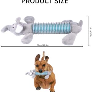 CCDAY Plush Squeaky Dog Chew Toys 3 Packs, Indestructible Tough Durable Dog Toothbrush Toys for Small and Medium Dogs Natural Material Dental Care Puppy Toys (Gray)