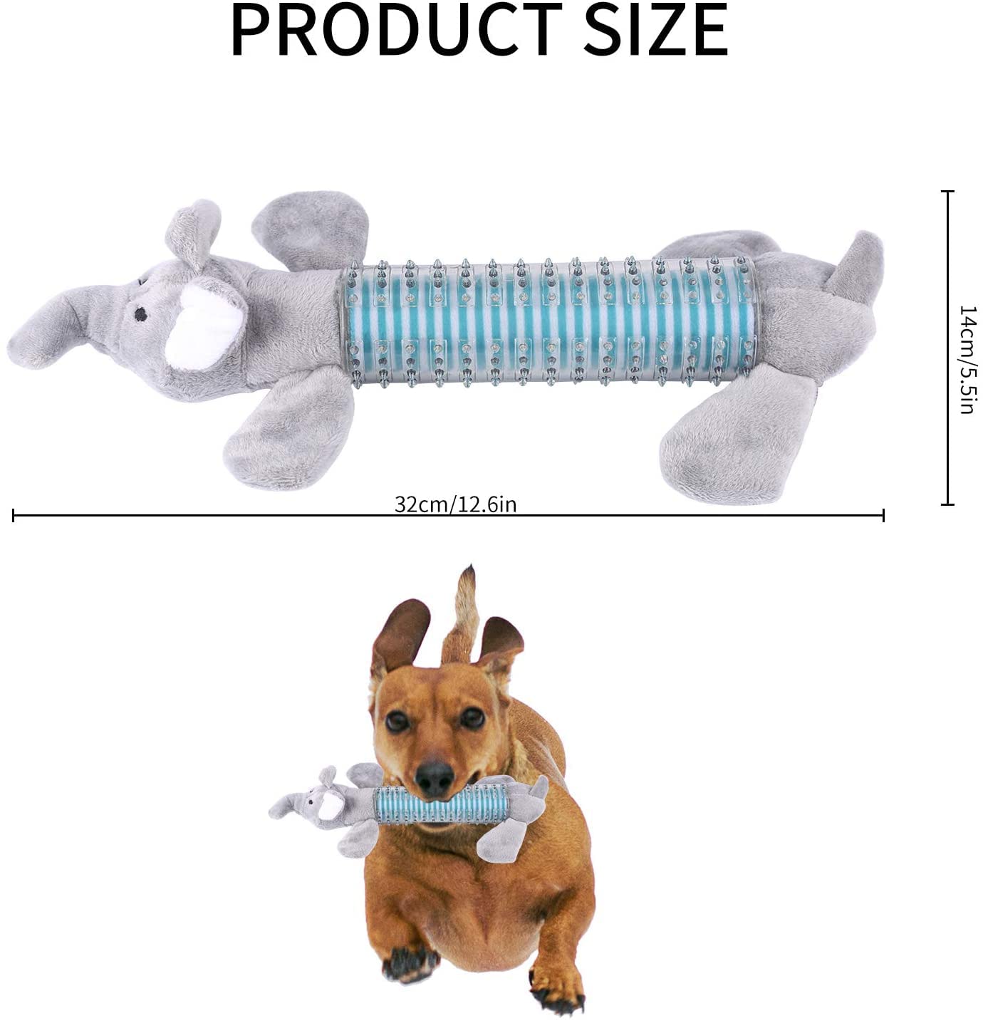 CCDAY Plush Squeaky Dog Chew Toys 3 Packs, Indestructible Tough Durable Dog Toothbrush Toys for Small and Medium Dogs Natural Material Dental Care Puppy Toys (Gray)