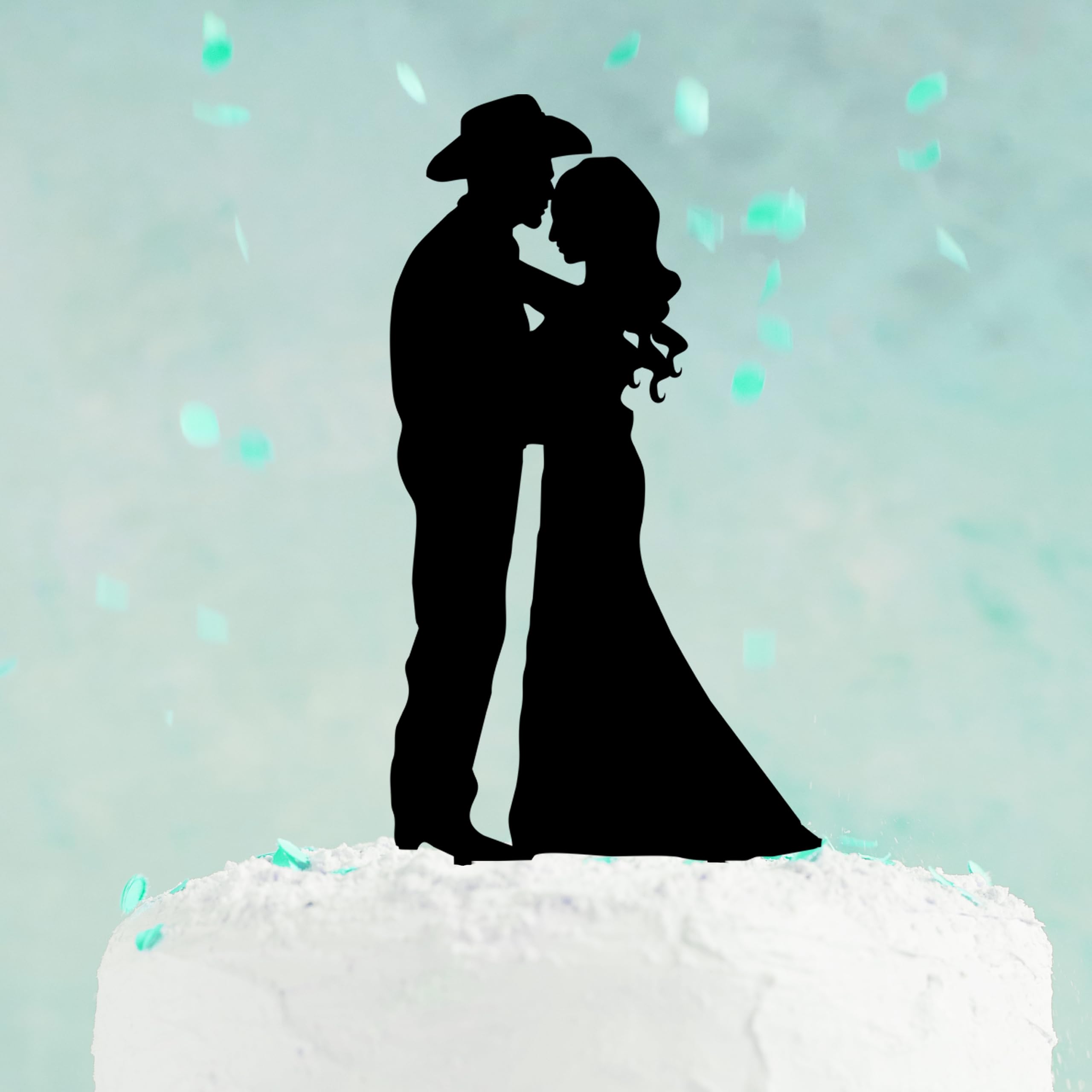 Cowboy Wedding Cake topper,Country Western Wedding Cake Topper,Western cake topper,Bride and groom cake topper,Cake topper for wedding, Personlized Bride And Groom Silhouette Cake Topper.