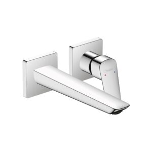 hansgrohe logis fine modern 1-handle 2-hole 4-inch tall wall mounted bathroom faucet in chrome, 71256001