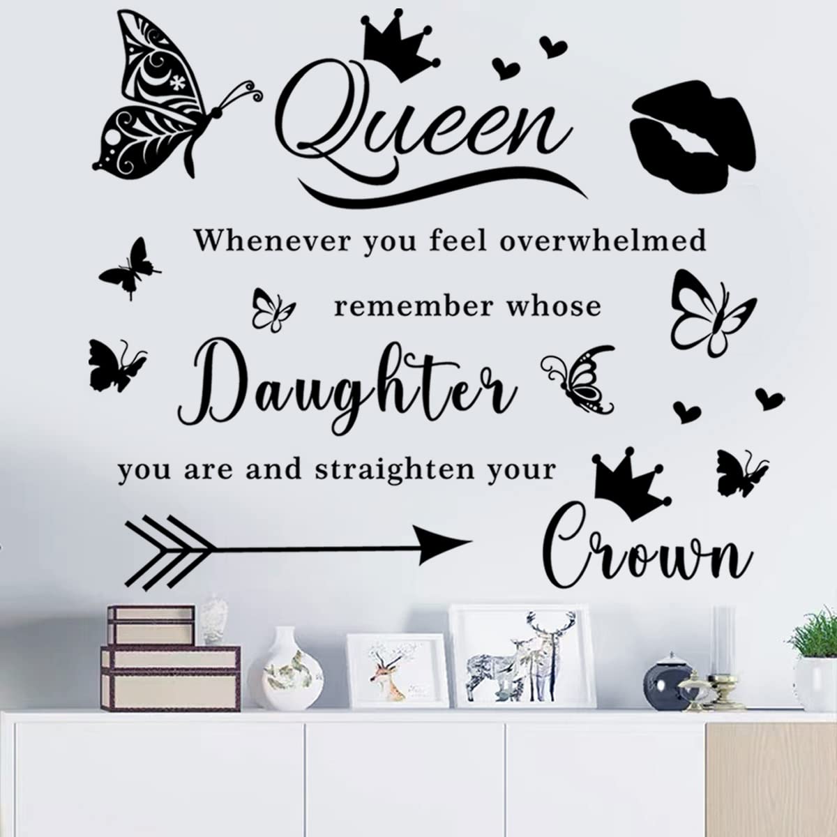 Wall Sticker Room Decor Vinyl Wall Decals Sayings Art Lettering Wall Stickers & Murals Queen Inspirational Wall Decor Sticker for Teen Girls Bedroom Living Room Wall Quotes Stickers Home Decorations.