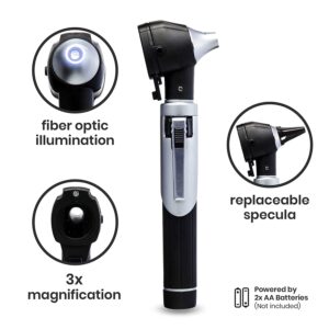 Zyrev ZetaLife Otoscope Set with 50 Extra Disposable Specula Tips, Black