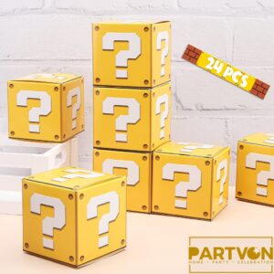 PARTVON Video Game Treat Box 24 PCS Party Favor Boxes Party Supplies for Video Game Theme Party Decorations