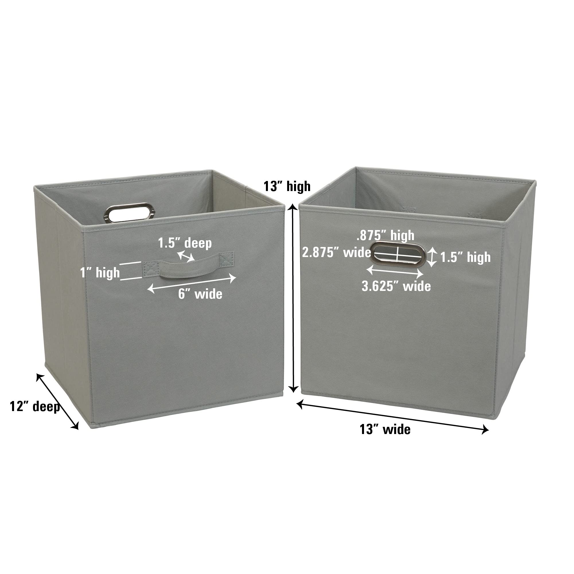 Household Essentials, Teafog 2 Pack Open Storage Bins with Dual Handles, 13 x 12 x 13