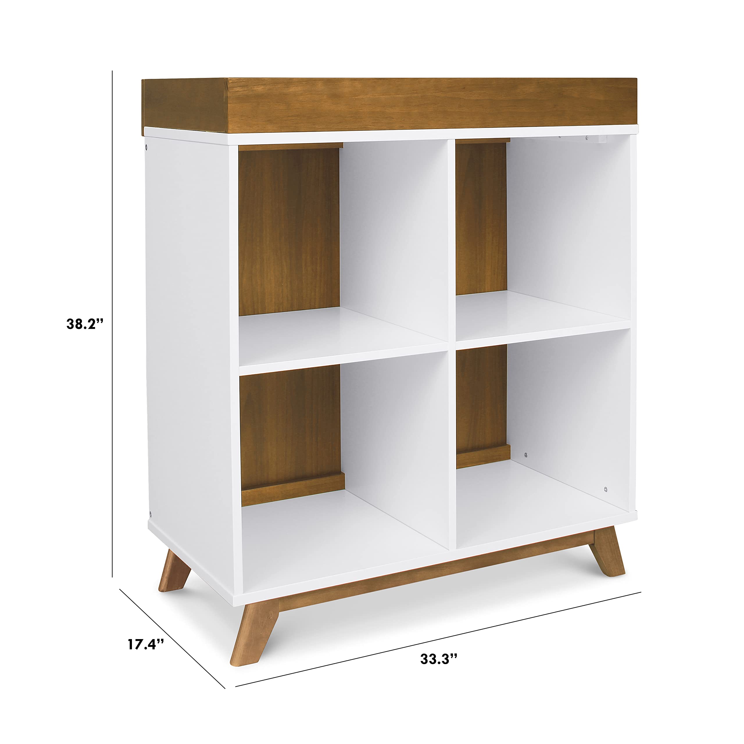 DaVinci Otto Convertible Changing Table and Cubby Bookcase in White and Walnut