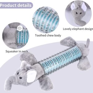 CCDAY Plush Squeaky Dog Chew Toys 3 Packs, Indestructible Tough Durable Dog Toothbrush Toys for Small and Medium Dogs Natural Material Dental Care Puppy Toys (Gray)