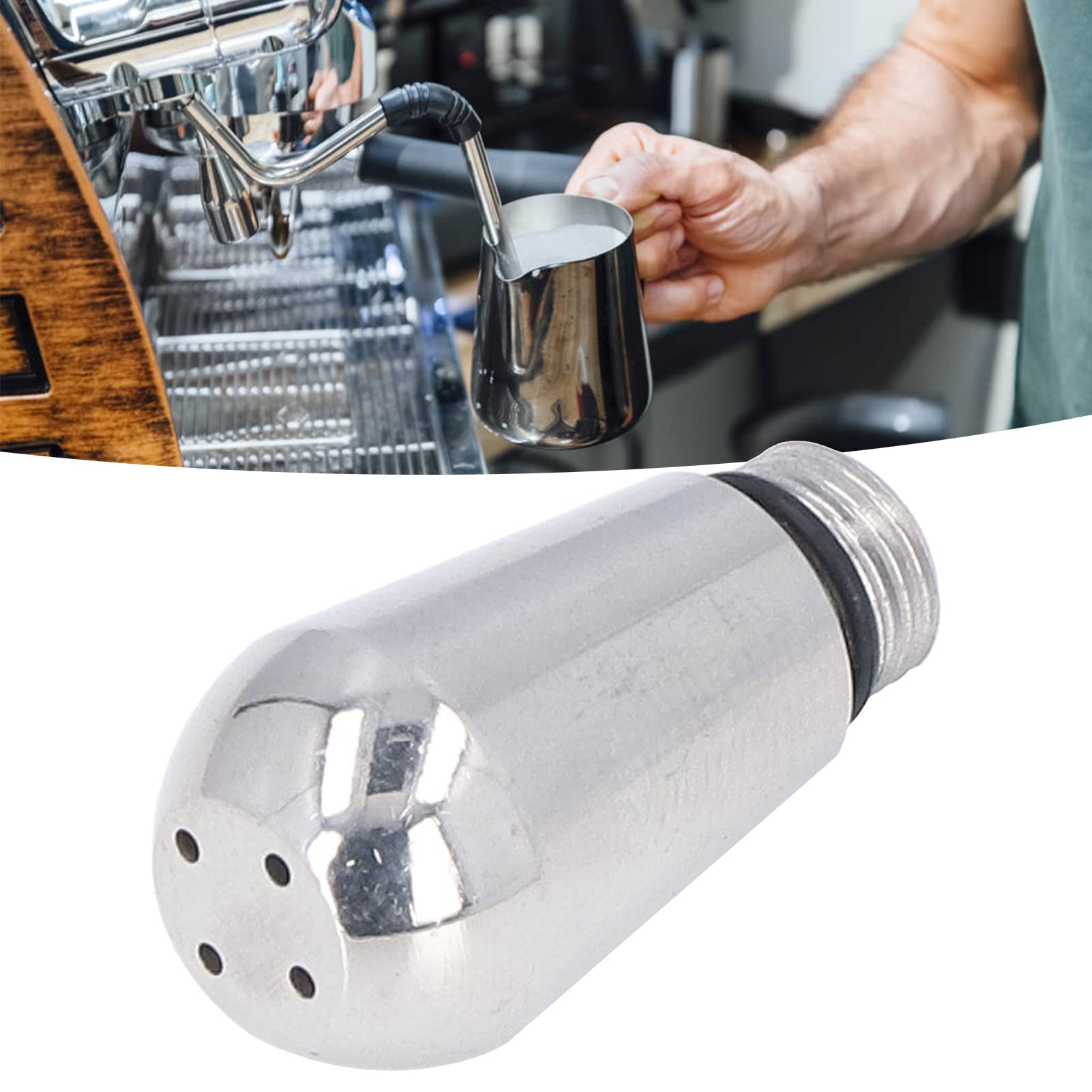 Coffee Machine Steam Nozzle Replacement, 3 Holes 304 Stainless Steel Steam Nozzle Tip, Coffee Machine Accessory Milk Foam Nozzle for Coffee Shops Restaurants Cafe(4 holes)