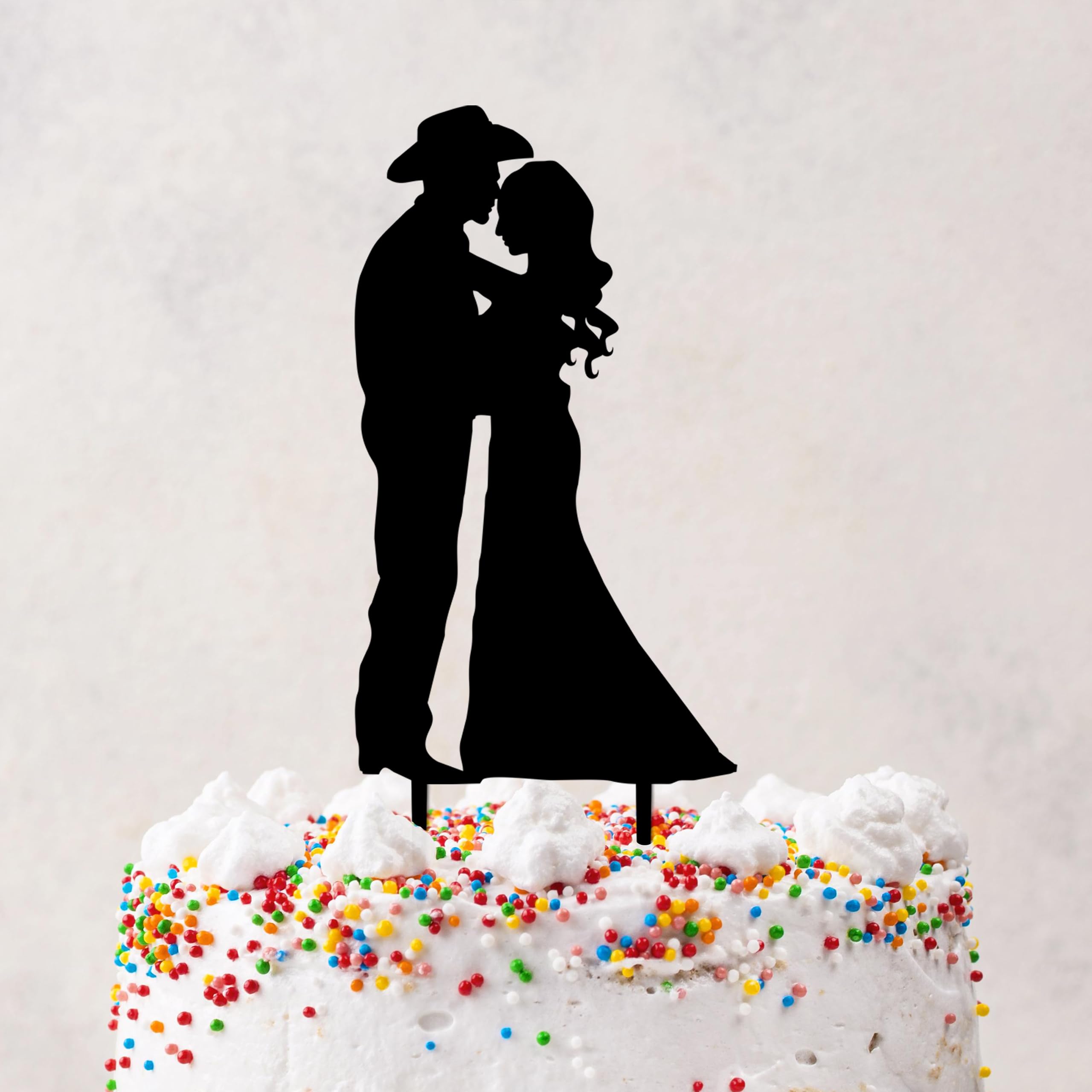 Cowboy Wedding Cake topper,Country Western Wedding Cake Topper,Western cake topper,Bride and groom cake topper,Cake topper for wedding, Personlized Bride And Groom Silhouette Cake Topper.