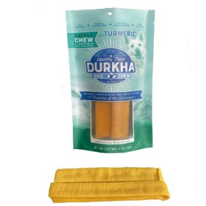 Durkha Himalayan Cheese Chews with Turmeric | Natural Long Lasting, Cheese Dog Treats| Great for Aggressive Chewers | Does Not Stain Carpets or Furniture. (1 Pack, Small (2CT/Min.4OZ))