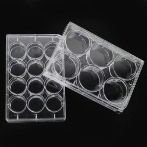 12-Well Tissue Culture Plate - Individually Wrapped， with Lid，Flat Bottom Wells（Pack of 10）