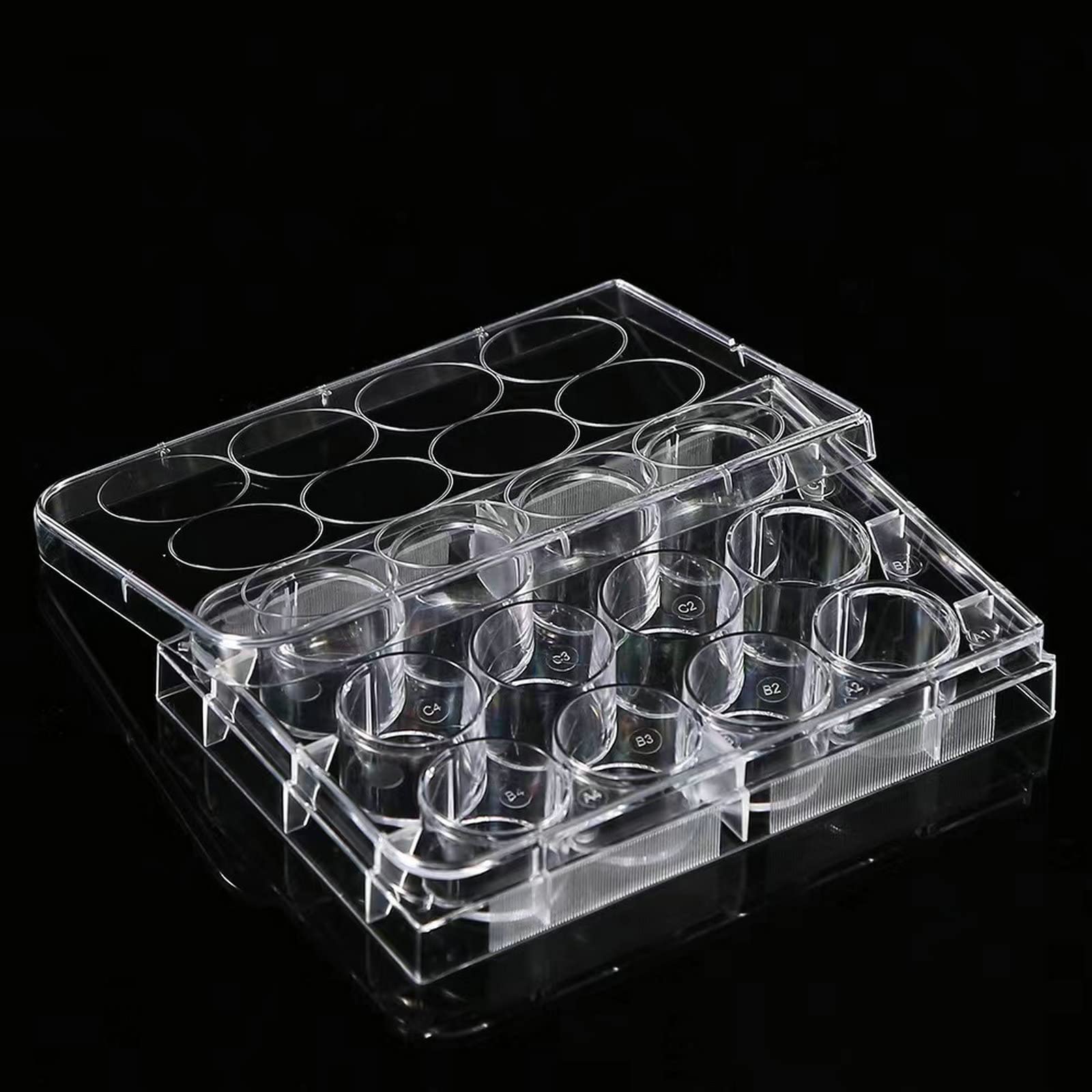 12-Well Tissue Culture Plate - Individually Wrapped， with Lid，Flat Bottom Wells（Pack of 10）