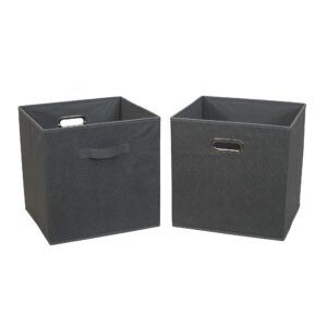 Household Essentials, Black Cobblestone 2 Pack Open Storage Bins with Dual Handles, 13 x 12 x 13