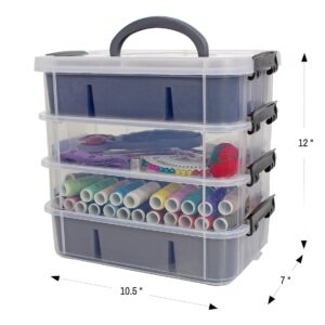 Bins & Things Ultimate Storage Containers Bundle Each with 2 Trays - Blue/Grey - Craft Storage/Craft Organizers and Storage - Bead Organizer Box/Art Supply Organizers.