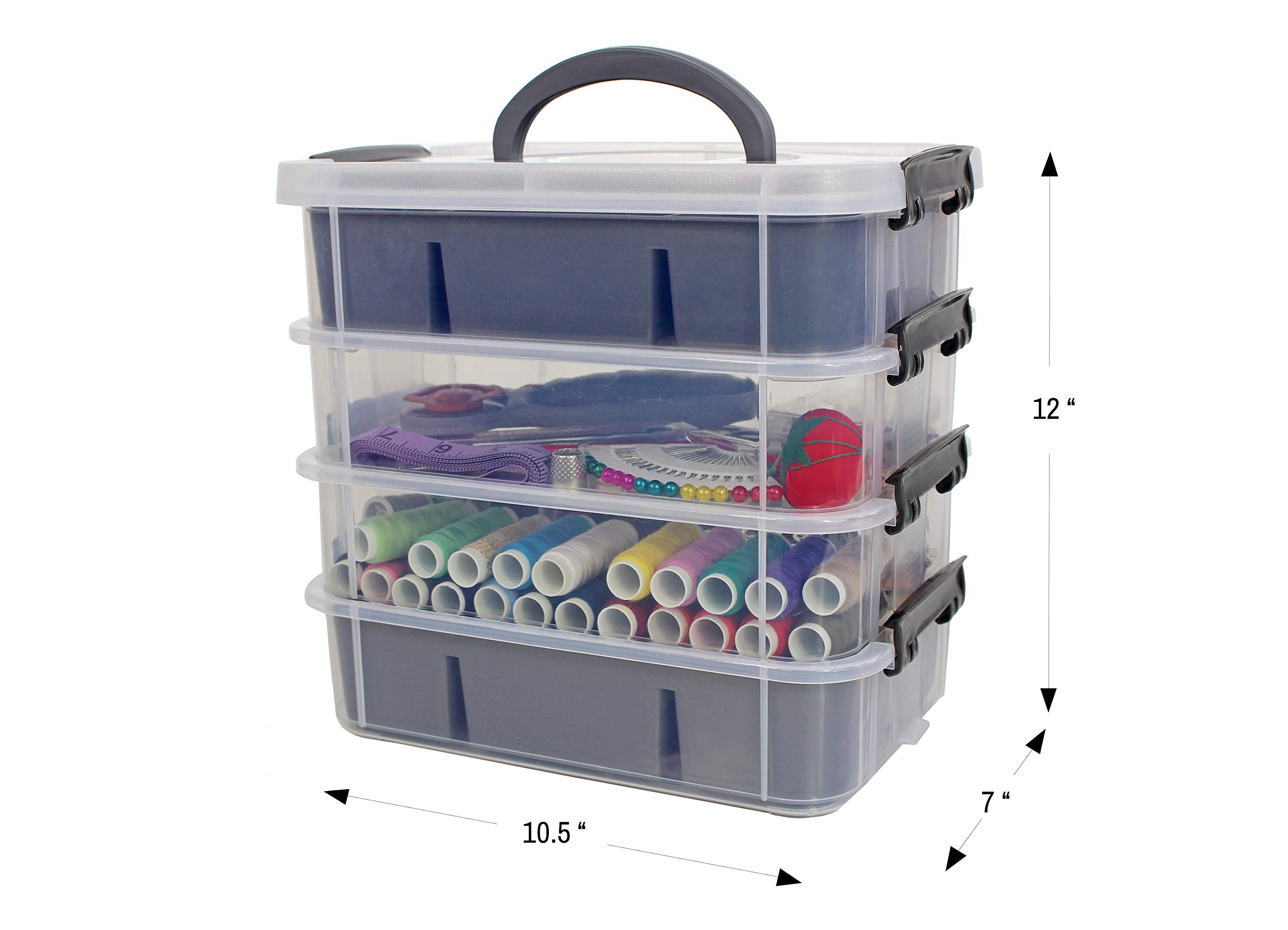 Bins & Things Ultimate Storage Containers Bundle Each with 2 Trays - Blue/Grey - Craft Storage/Craft Organizers and Storage - Bead Organizer Box/Art Supply Organizers.