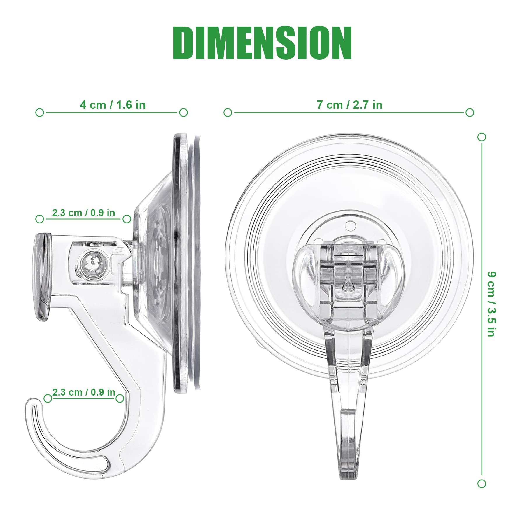 SmilDay Suction Cup Hooks, Heavy Duty Suction Hooks for Wreaths Windows Kitchen, Shower Hooks for Inside Shower Supports 10 lbs (8Packs,Clear)