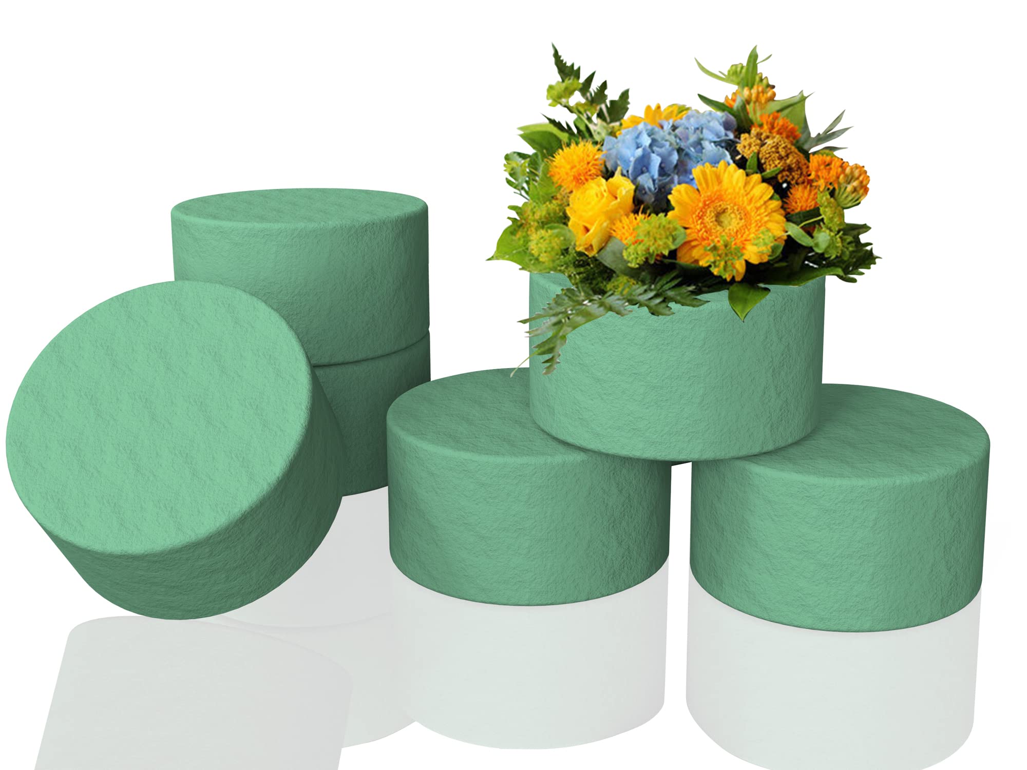 6 Pcs 4.5 Inch Round Floral Foam Blocks for Fresh and Artificial Flowers Arrangements, Dry and Wet Floral Foam for Wedding, Aisle Flowers, Party Decoration and Florist