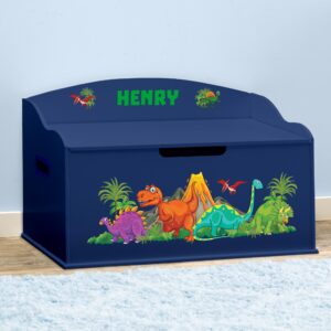 DIBSIES Personalized Creative Wonders Toy Box (Dinosaurs, Blue)