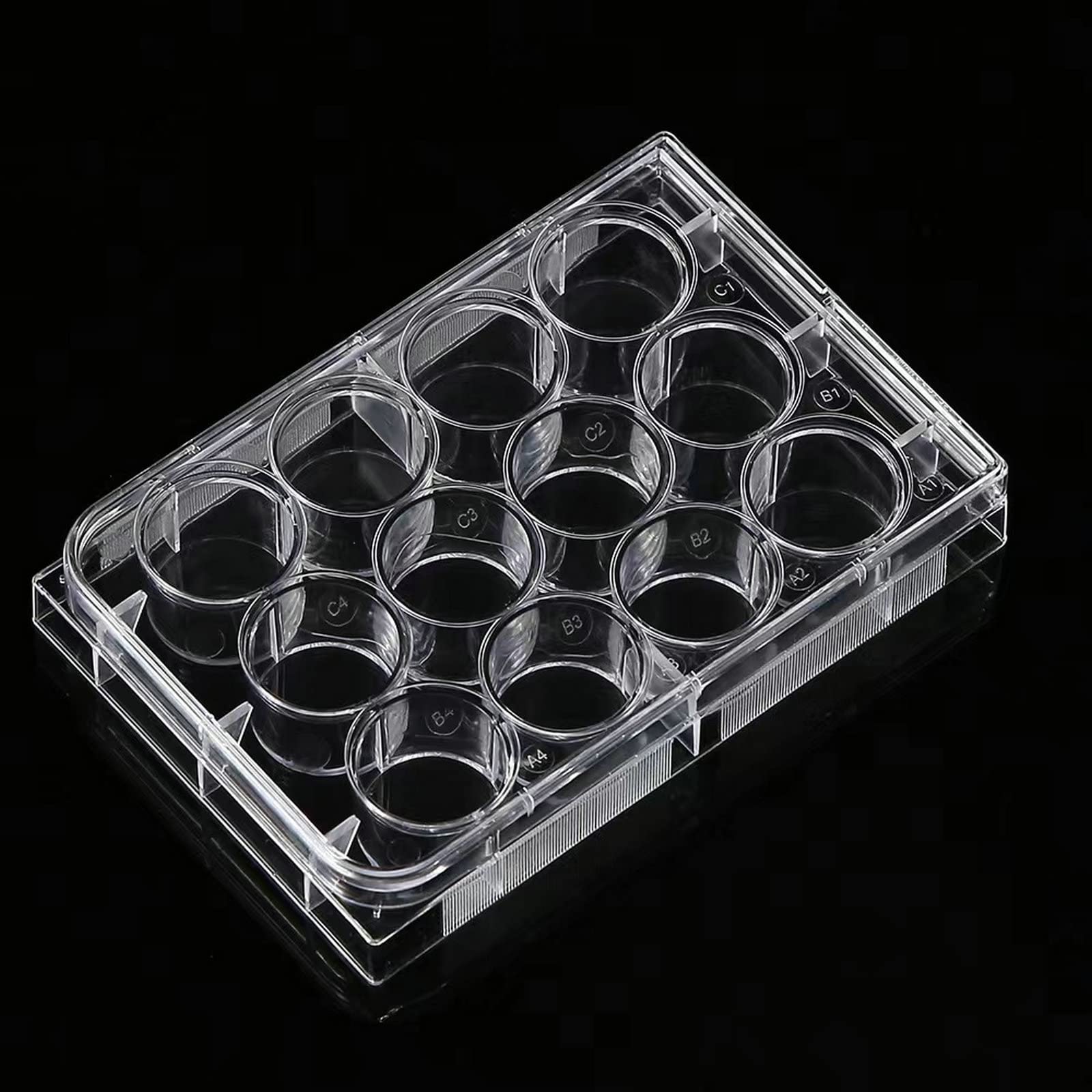 12-Well Tissue Culture Plate - Individually Wrapped， with Lid，Flat Bottom Wells（Pack of 10）