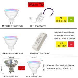 LEDEPLY Zigbee MR16 Smart Bulbs, Compatible with hu*e*, Alexa, Google & ConBee (Hub Required), 5W, GU5.3 LED WiFi Bulb, 5W(50W), Dimmable LED AC/DC 12V, Color Changing &Tunable White, 2 Pack