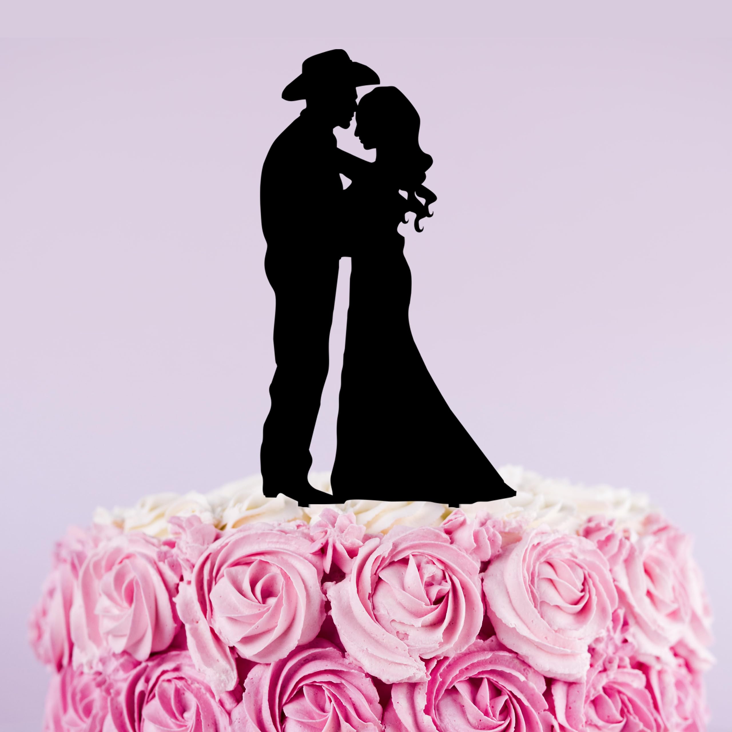 Cowboy Wedding Cake topper,Country Western Wedding Cake Topper,Western cake topper,Bride and groom cake topper,Cake topper for wedding, Personlized Bride And Groom Silhouette Cake Topper.