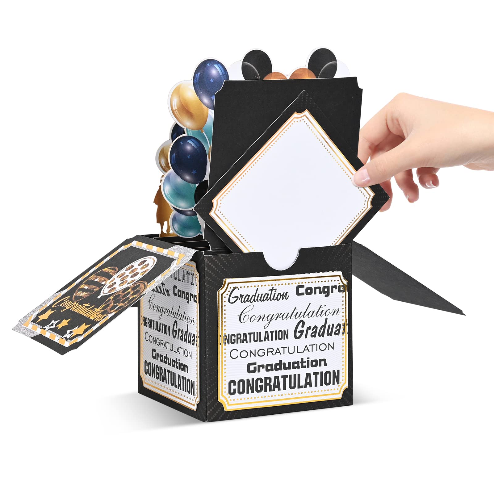 Giiffu Graduation Card, Graduation Pop Up Card, High School Graduation Cards, 3D Popup Greeting Graduation Gift Card for Boy Girl Brother Daughter, with Envelope and Note Card (Balloon