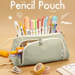 Large Capacity Pencil Case Pen Bag, Pencil Bag Stationery Storage Pencil Pouch, Handheld Makeup Pouch Holder Pencil Organizer College School Office Supplies for Student Christams Gift (Light Green)