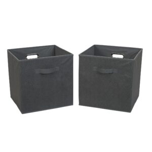 Household Essentials, Black Cobblestone 2 Pack Open Storage Bins with Dual Handles, 13 x 12 x 13