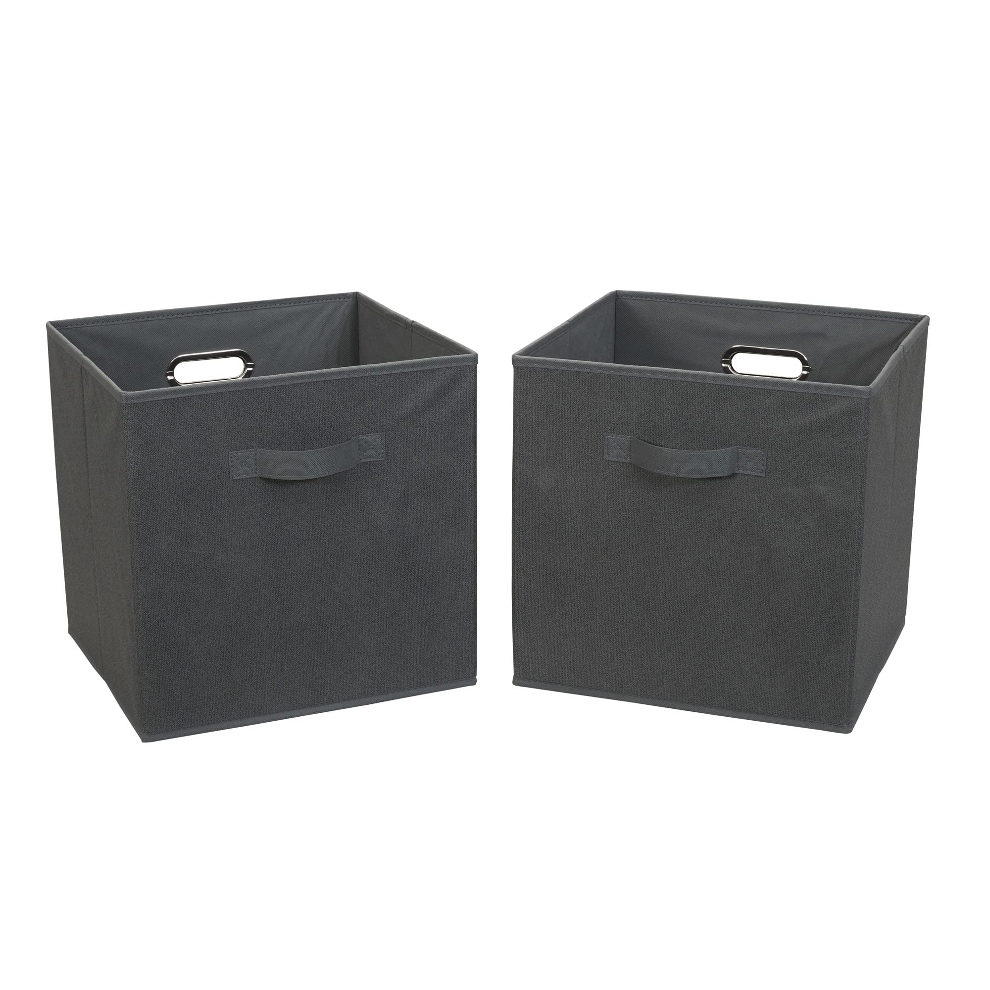 Household Essentials, Black Cobblestone 2 Pack Open Storage Bins with Dual Handles, 13 x 12 x 13