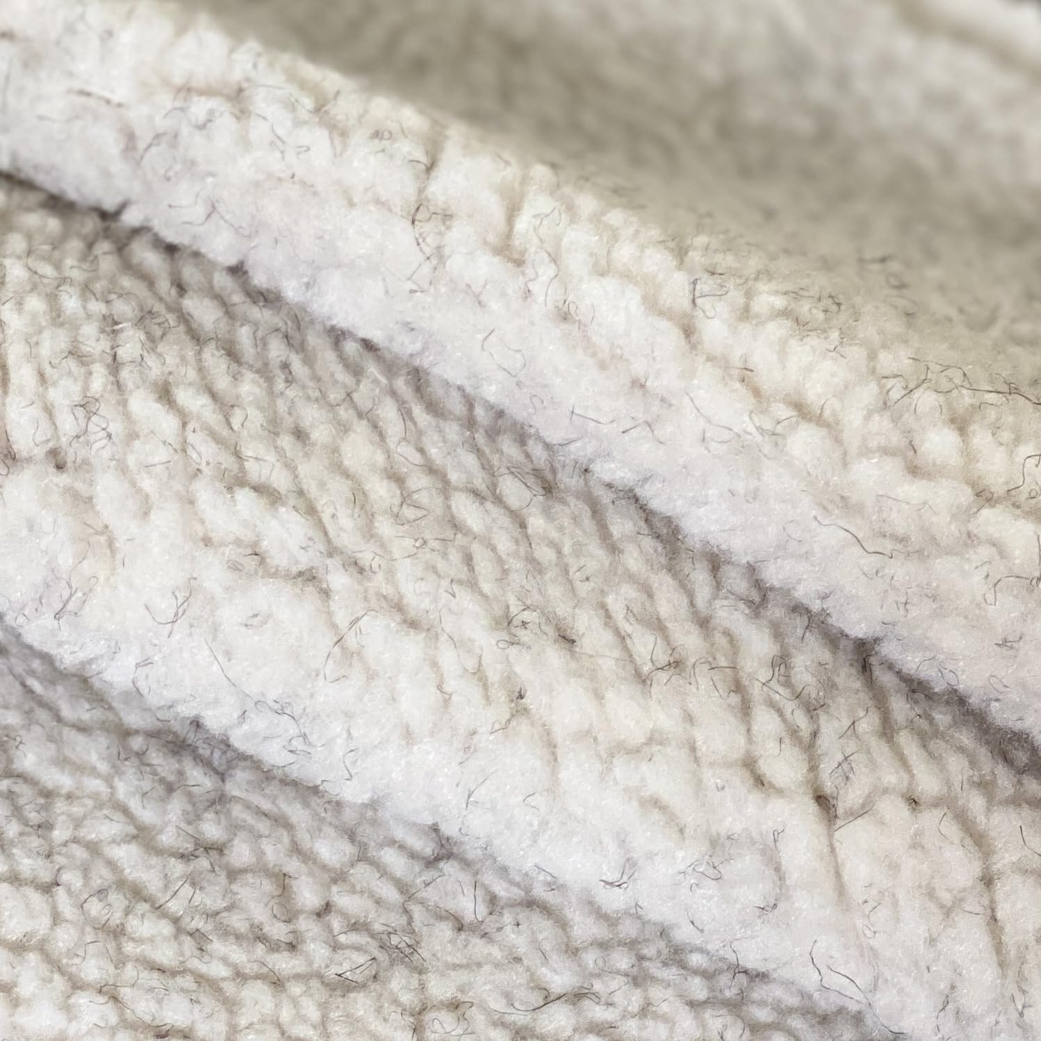 DAVID TEXTILES Solid Cream Berber Sherpa Fleece Fabric by The Yard, Multi