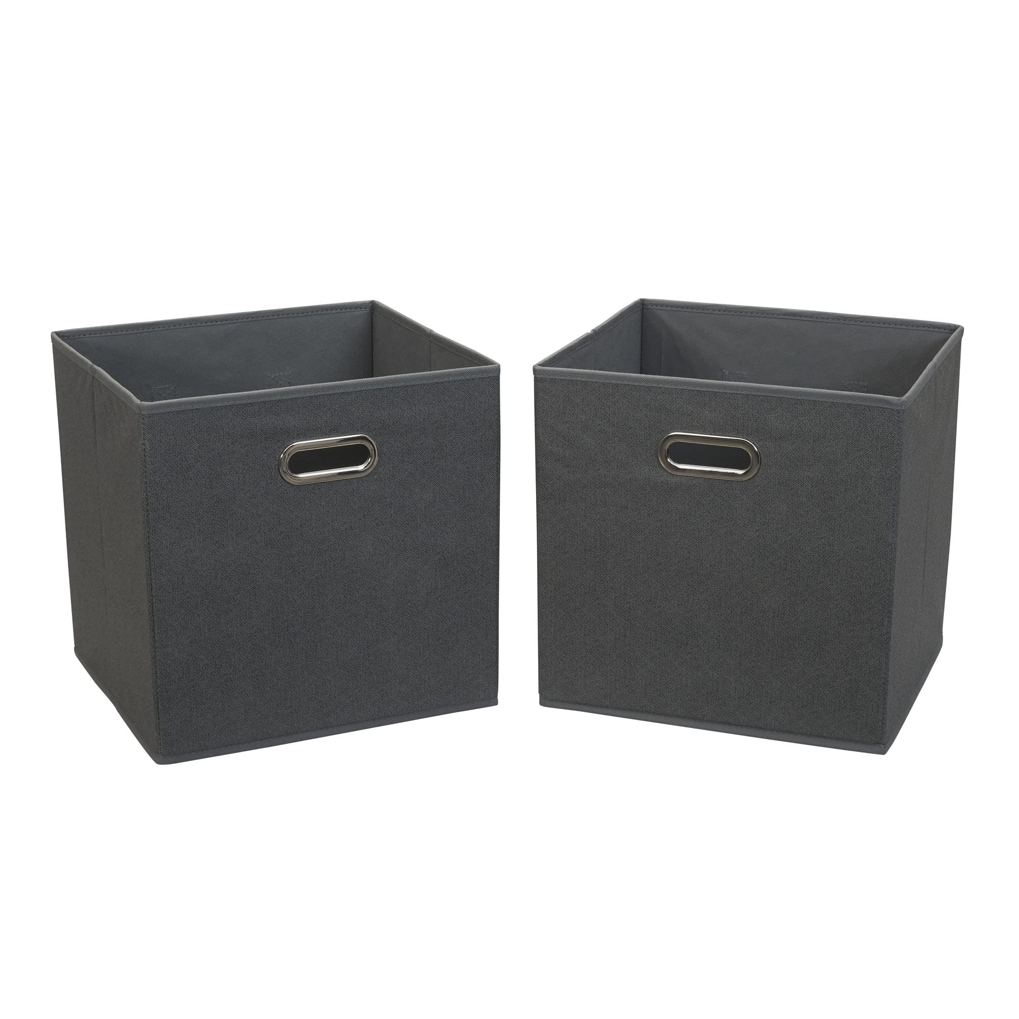 Household Essentials, Black Cobblestone 2 Pack Open Storage Bins with Dual Handles, 13 x 12 x 13