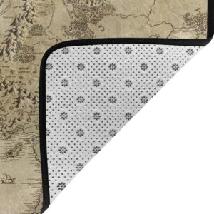 Gesey-R4T Middle Earth Map Pattern Home Area Rugs 3'3inchx5' Home Decor Carpet Soft Floor Mat Non-Slip for Living Room Bedroom, White, One Size