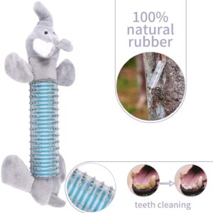 CCDAY Plush Squeaky Dog Chew Toys 3 Packs, Indestructible Tough Durable Dog Toothbrush Toys for Small and Medium Dogs Natural Material Dental Care Puppy Toys (Gray)