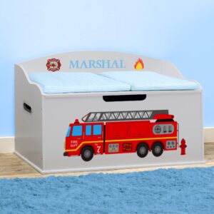 DIBSIES Personalized Creative Wonders Toy Box (Firetruck, Dream Cloud Grey)