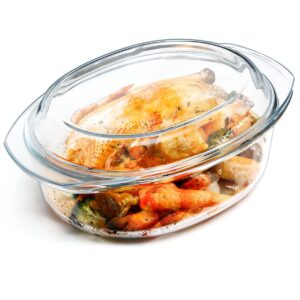 Oval Glass Casserole Dish With Lid Glass Casserole Dishes With Lids Glass Microwave Casserole dish with Lid Covered Glass Bakeware Oven Safe, Glass Casserole With Lid 3.5 Litres