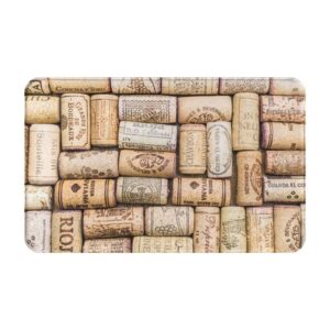 MUKJHOI Retro Wine Cork Pattern Door Mat 20x31.5 Inch Sponge Velvet Surface Area Rug Non Slip Kitchen Indoor Floor Runner Rugs for Home Decor Bedroom Living Dining Room