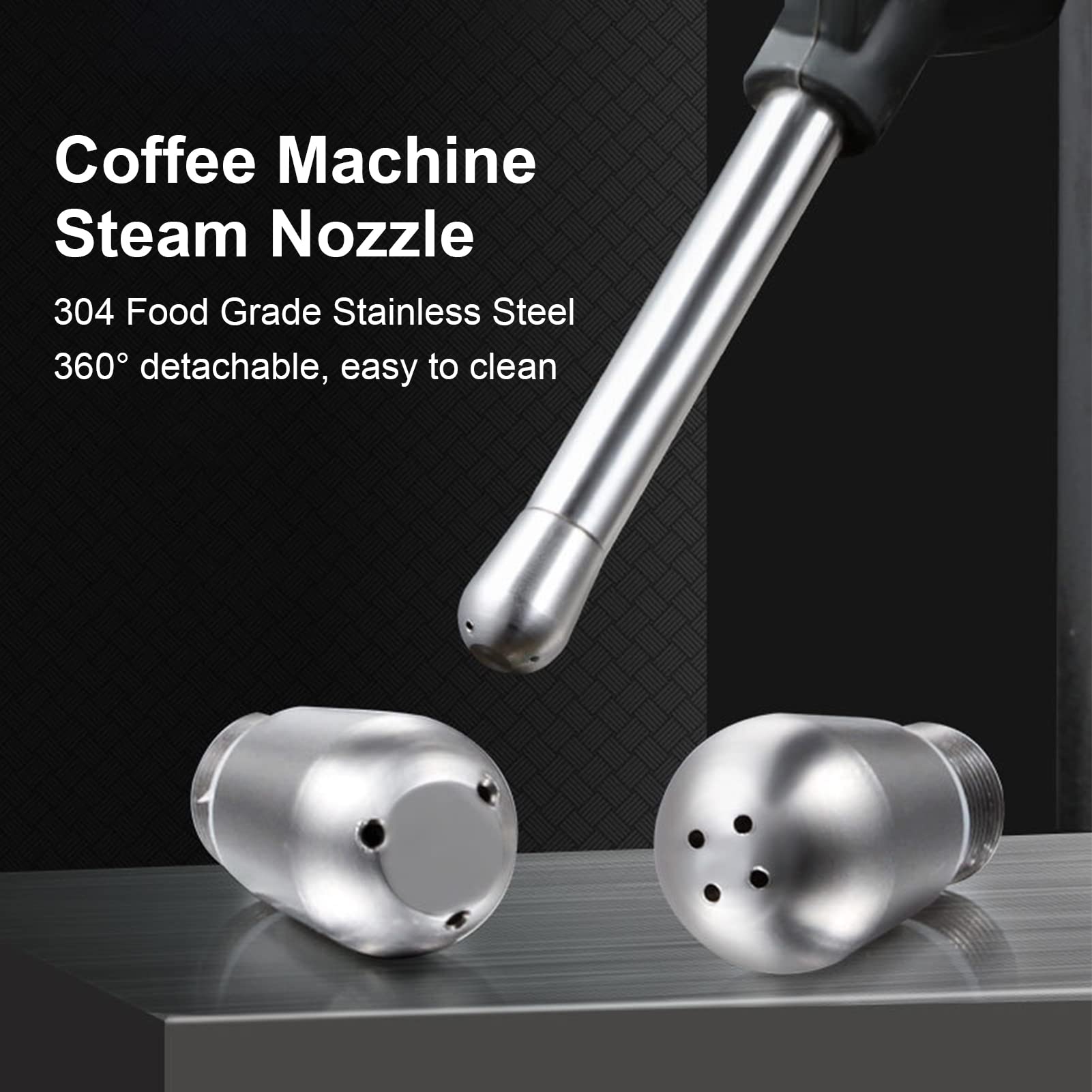 Coffee Machine Steam Nozzle Replacement, 3 Holes 304 Stainless Steel Steam Nozzle Tip, Coffee Machine Accessory Milk Foam Nozzle for Coffee Shops Restaurants Cafe(4 holes)