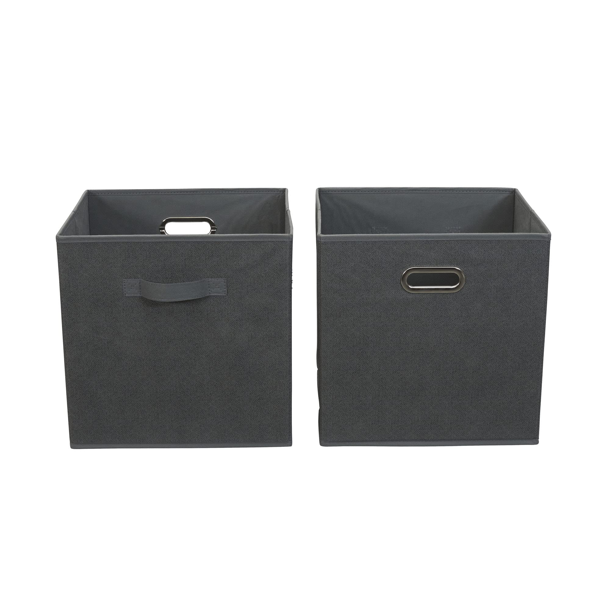 Household Essentials, Black Cobblestone 2 Pack Open Storage Bins with Dual Handles, 13 x 12 x 13