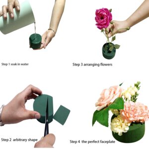 6 Pcs 4.5 Inch Round Floral Foam Blocks for Fresh and Artificial Flowers Arrangements, Dry and Wet Floral Foam for Wedding, Aisle Flowers, Party Decoration and Florist