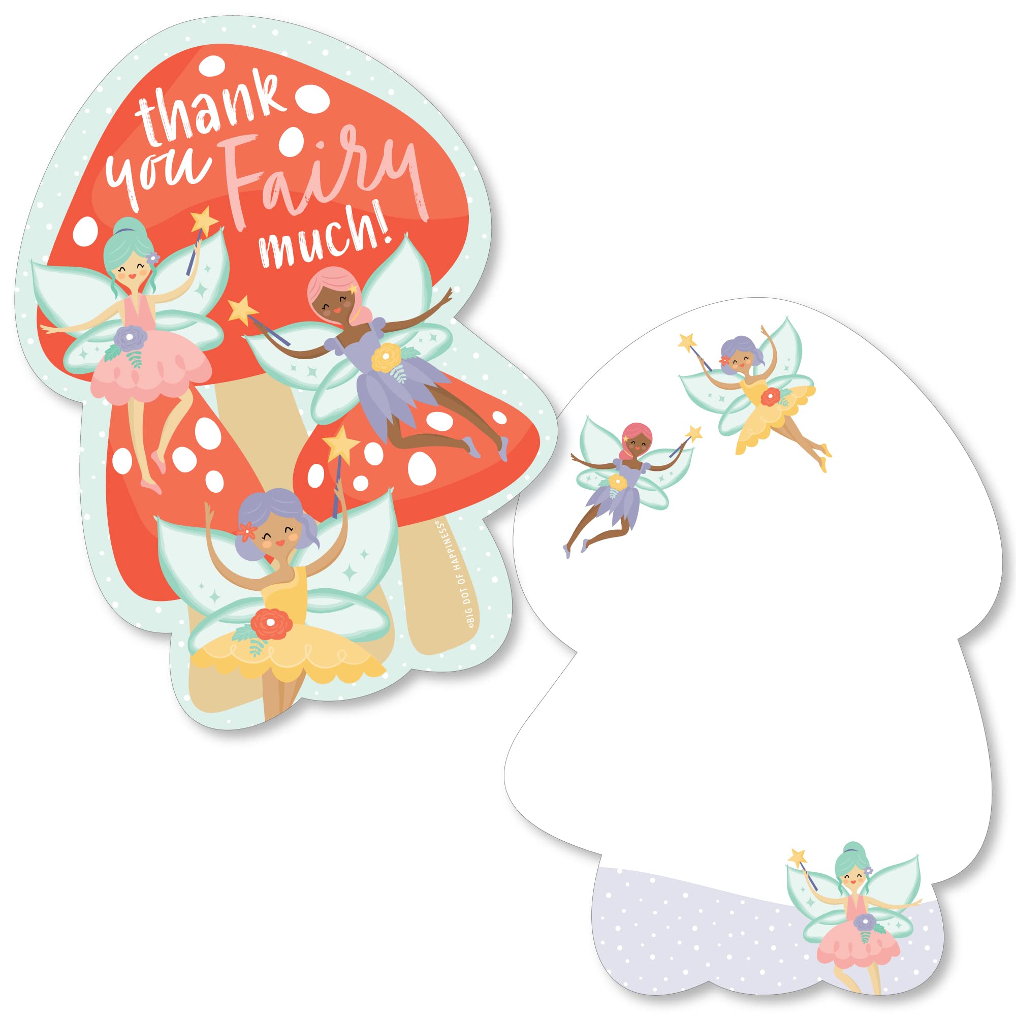 Big Dot of Happiness Let’s Be Fairies - Shaped Thank You Cards - Fairy Garden Birthday Party Thank You Note Cards with Envelopes - Set of 12