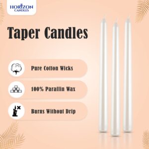 Horizon - 10-Piece Unscented Taper Candle Set | Smokeless & Dripless 9-Hour Burn | Perfect for Christmas Decor, Holiday Dinners, Weddings, and Festive Parties | Metallic Gold