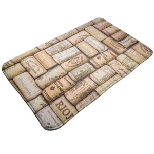 mukjhoi retro wine cork pattern door mat 20x31.5 inch sponge velvet surface area rug non slip kitchen indoor floor runner rugs for home decor bedroom living dining room