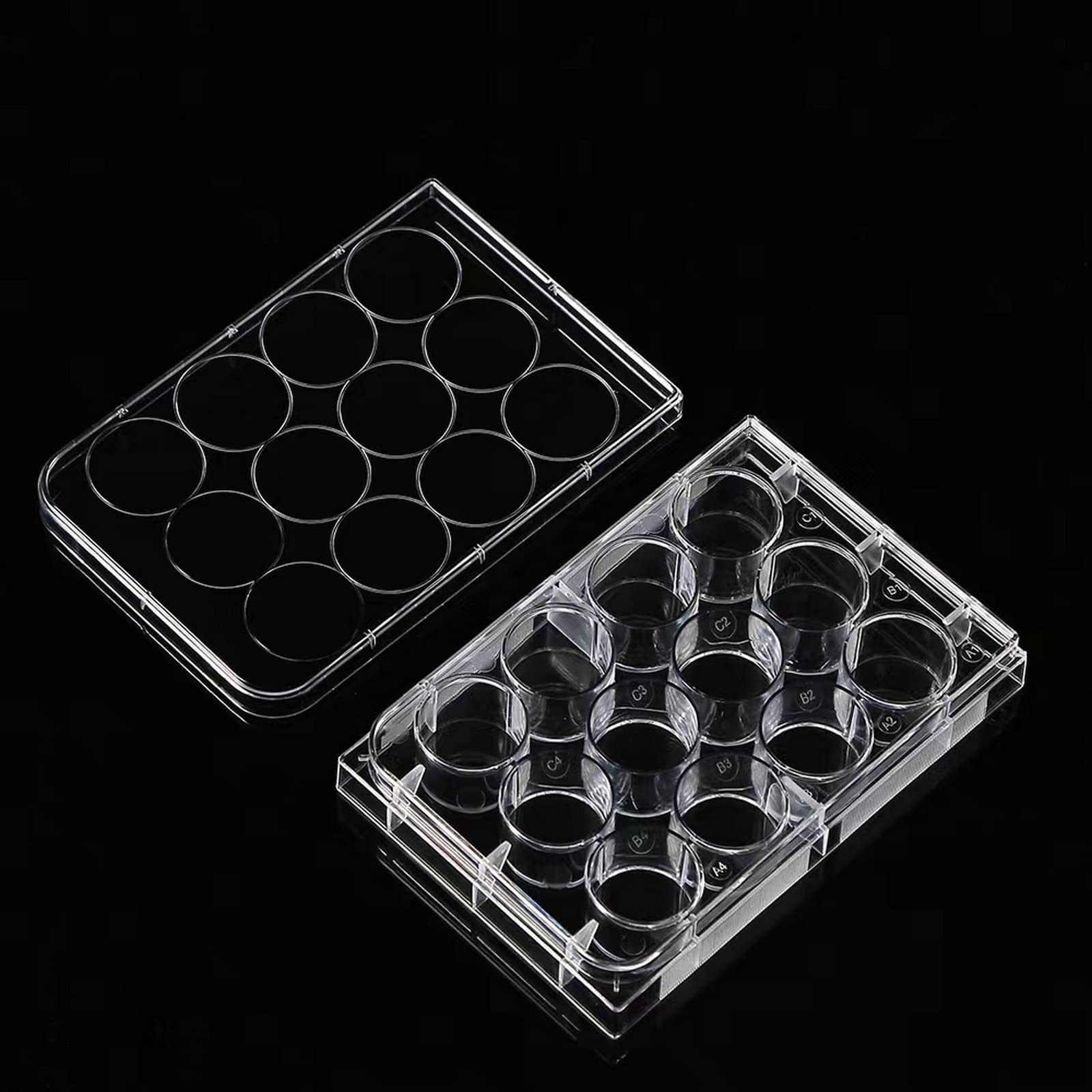 12-Well Tissue Culture Plate - Individually Wrapped， with Lid，Flat Bottom Wells（Pack of 10）