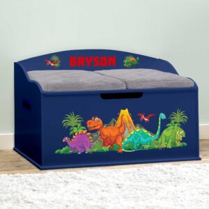 DIBSIES Personalized Creative Wonders Toy Box (Dinosaurs, Blue)