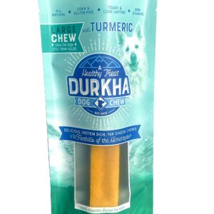 Durkha Himalayan Cheese Chews for Dogs with Turmeric | Natural Long Lasting Cheese Treats| Great for Aggressive Chewers | Does Not Stain Carpets or Furniture. (1 Pack, Large (1CT/Min.4OZ))