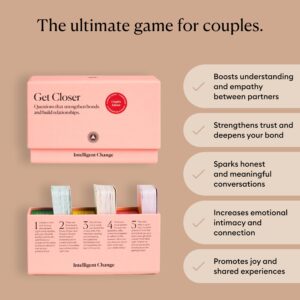 Intelligent Change Get Closer Conversation Cards for Couples, Intimacy Deck Card Game, Fun Date Night Ideas, 100 Icebreaker Couple Questions to Strengthen Bonds and Relationships