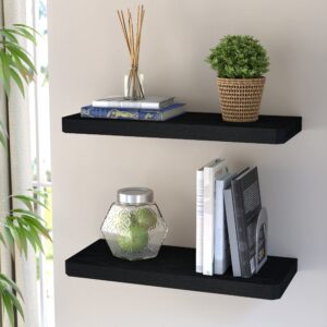 ATHENEE Home Soho Floating Shelf 24" - Wall Mount Display (9.8 x 23.6 x 1.5), Black