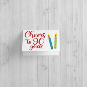 Red Door Inspirations Cheers to 90 Years 90th Birthday Card, Includes Single Card & Envelope